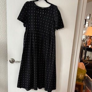 Madewell Black Midi Dress with Subtle Pattern